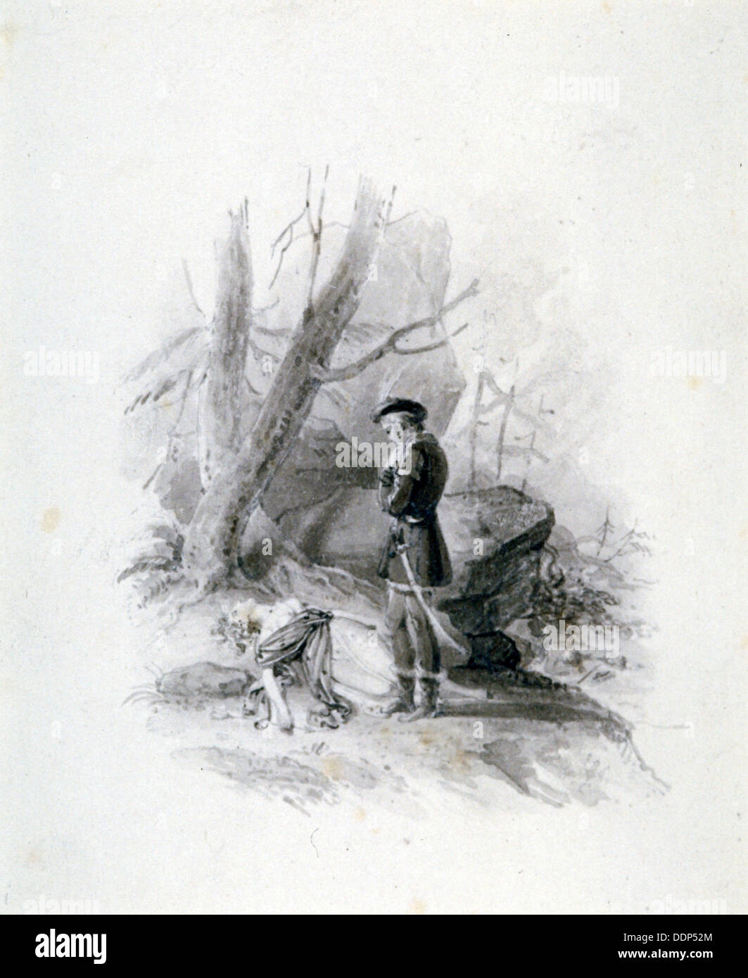 'Fitz-James and the dying Blanche of Devan', 19th century. Artist: Henry Corbould Stock Photo