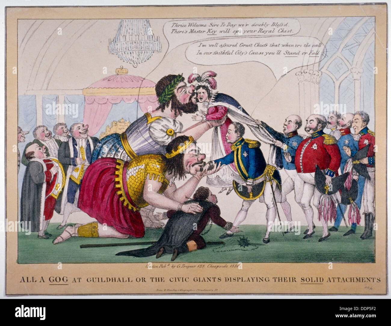 'All a-Gog at Guildhall or the civic giants displaying their solid attachments', 1830. Artist: Anon Stock Photo