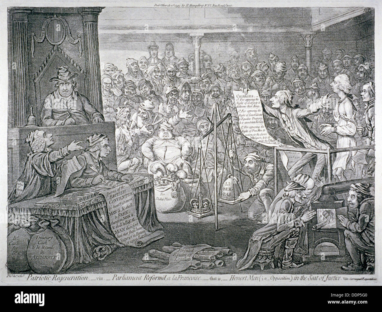 Scene inside the House of Commons, Westminster, London, 1795. Artist: James Gillray Stock Photo