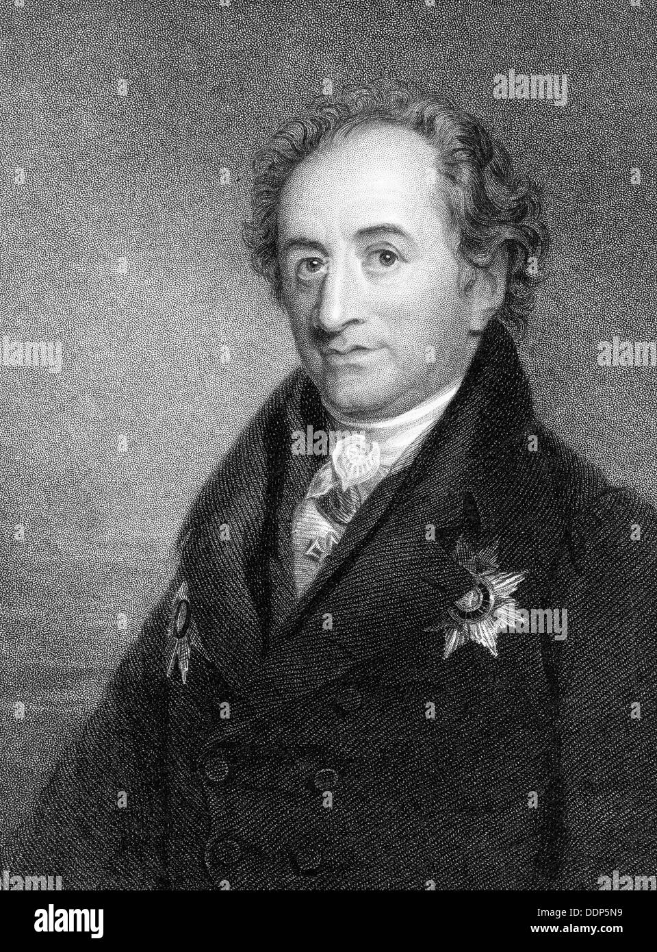 Johann Wolfgang von Goethe - 1832 - engraving Stock Photo
