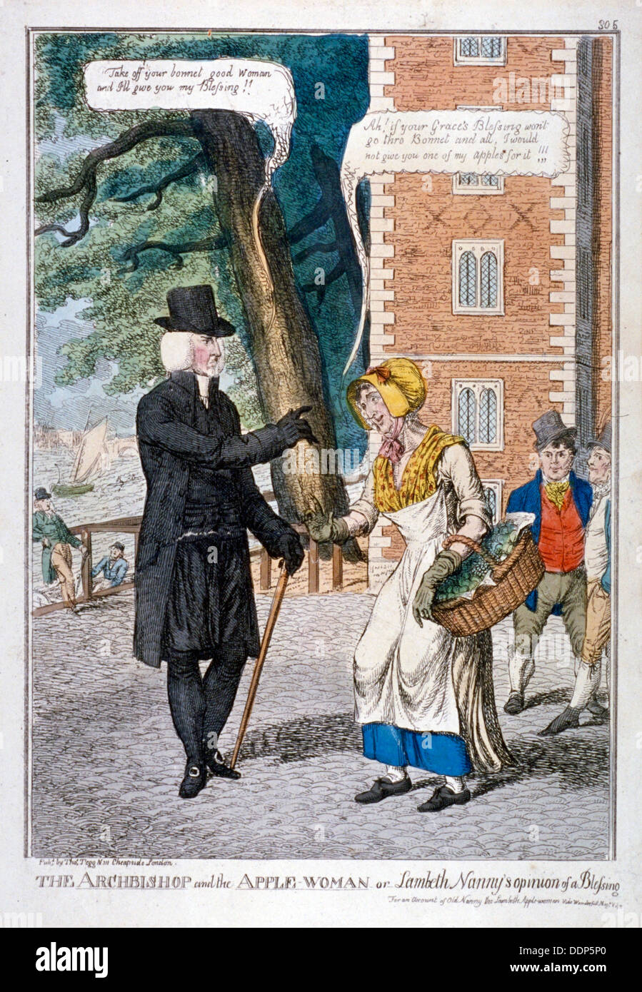 'The archbishop and the apple-woman or Lambeth nanny's opinion of a blessing', c1819. Artist: C Williams Stock Photo