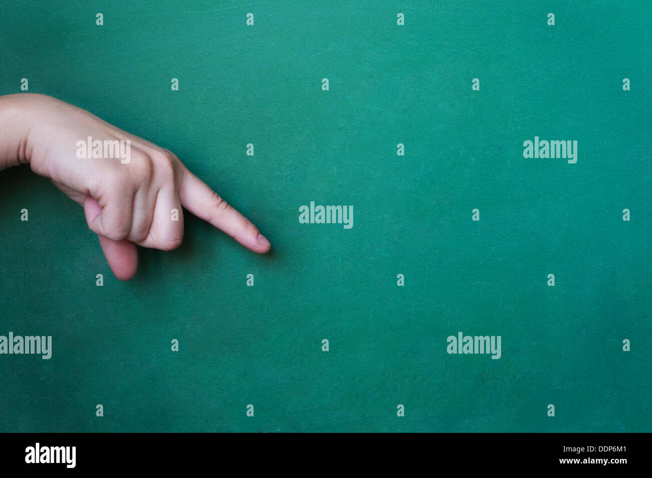 clean green chalkboard with hand and copy space Stock Photo Alamy