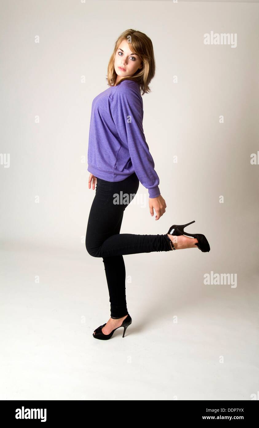 13 year old girl in studio portrait Stock Photo - Alamy