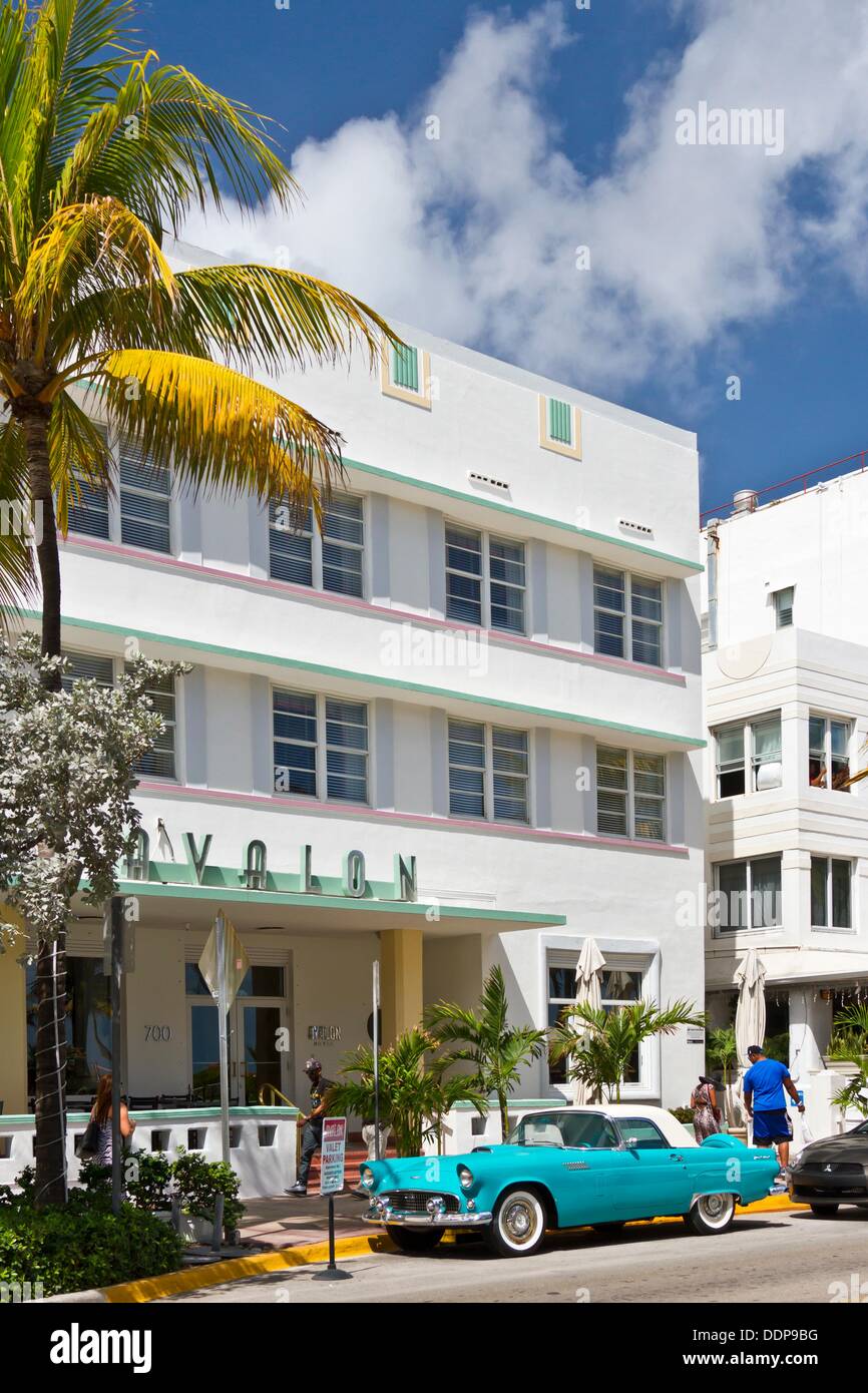Art Deco architecture along Ocean Drive in Miami Beach, Florida, USA