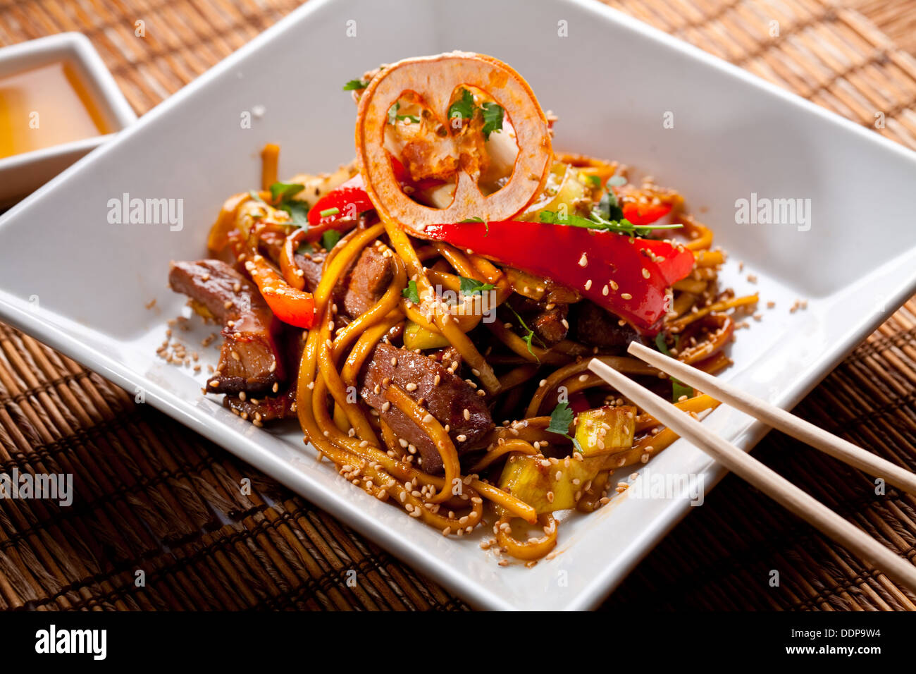 China starch noodles with veal. Stock Photo