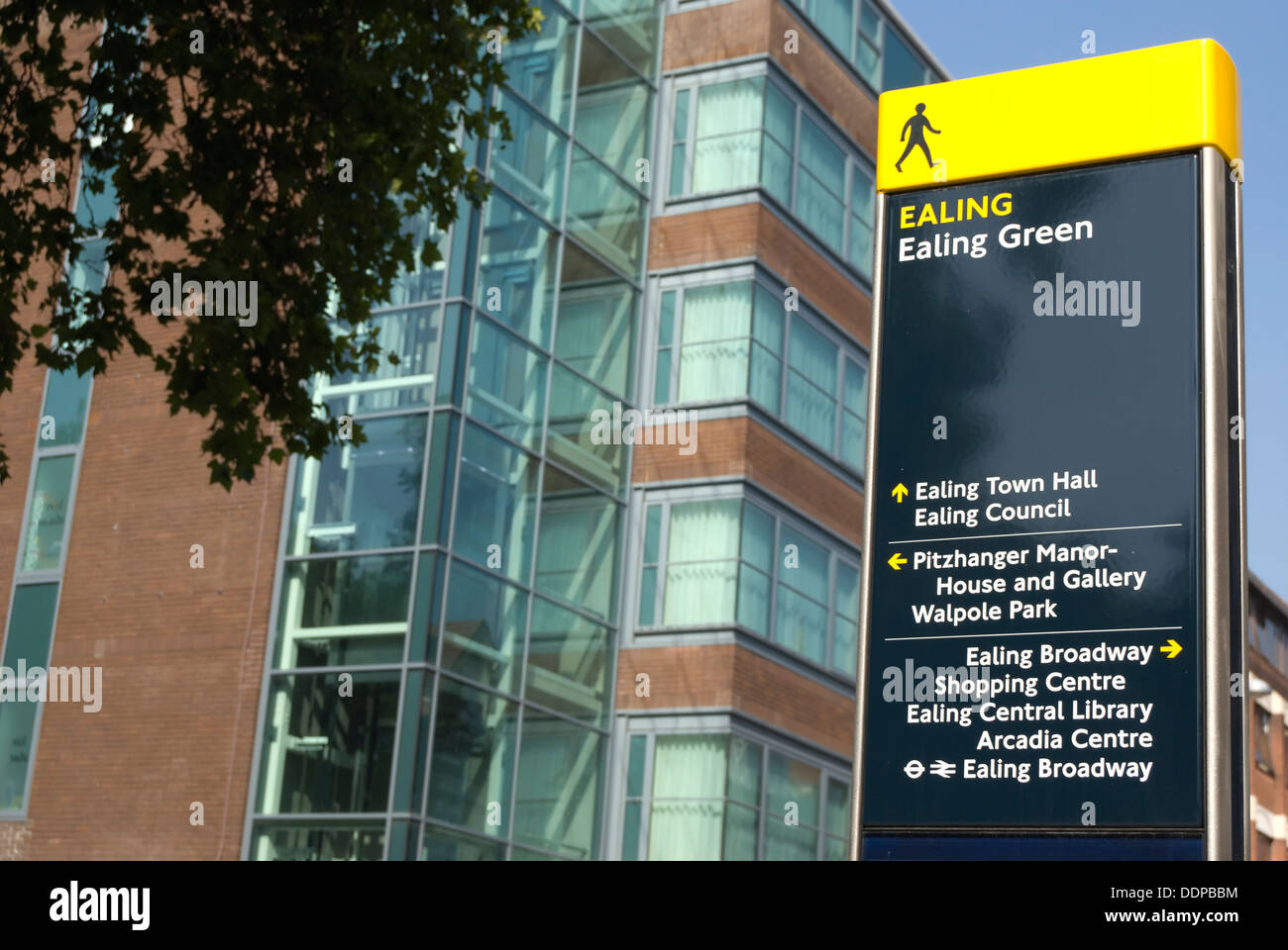 pillar sign at ealing green, ealing, london, england, with directions