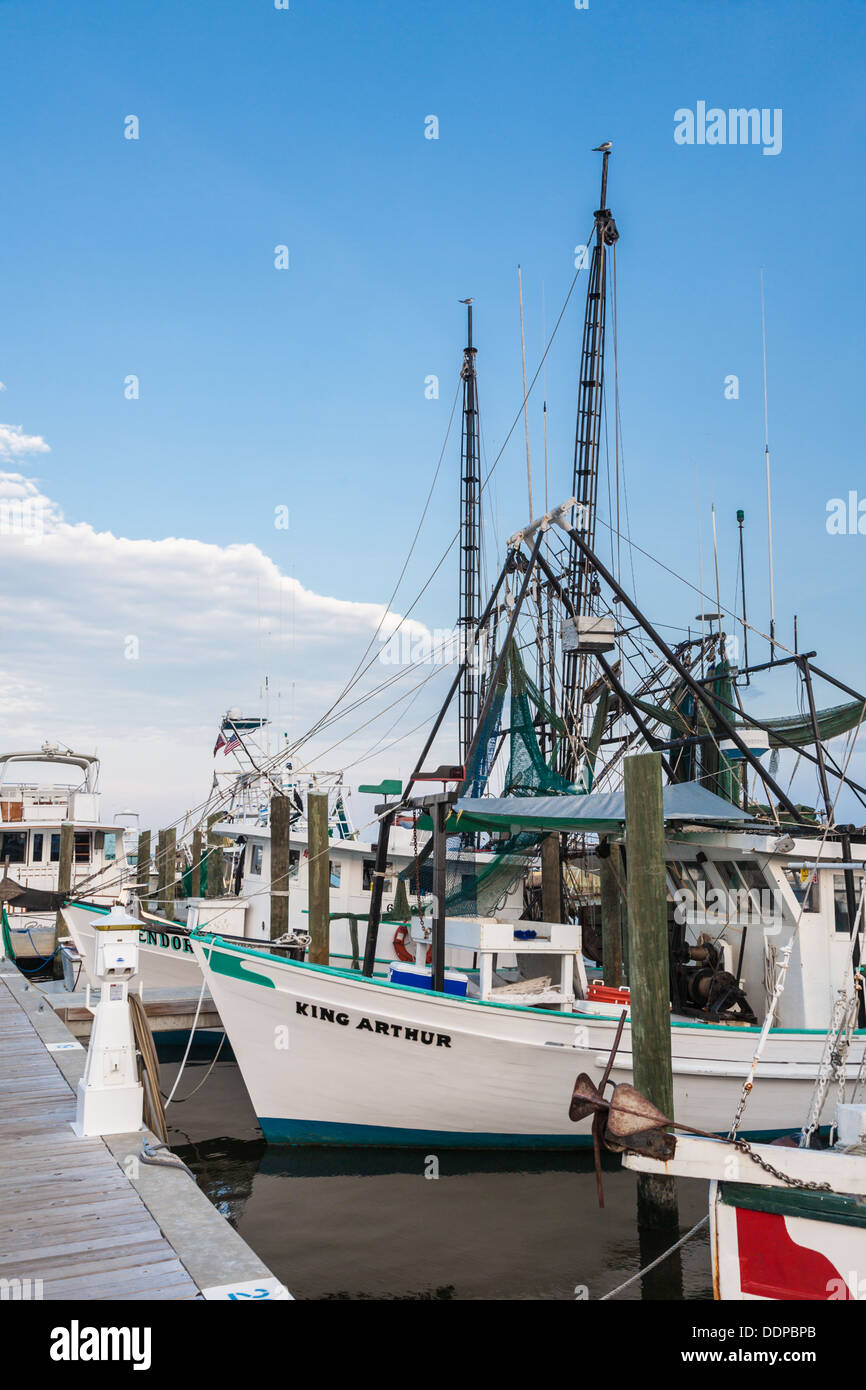 Commercial fishing boats docked at the Small Craft Harbor in Biloxi, Mississippi Stock Photo
