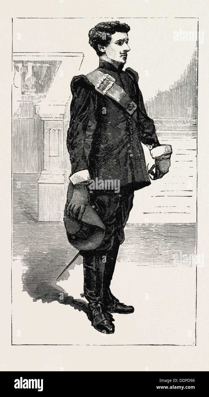 WENTWORTH, EARL OF STRAFFORD, Mr. Henry Irving, Jun., New College, engraving 1890, UK, U.K., Britain, British, Europe Stock Photo