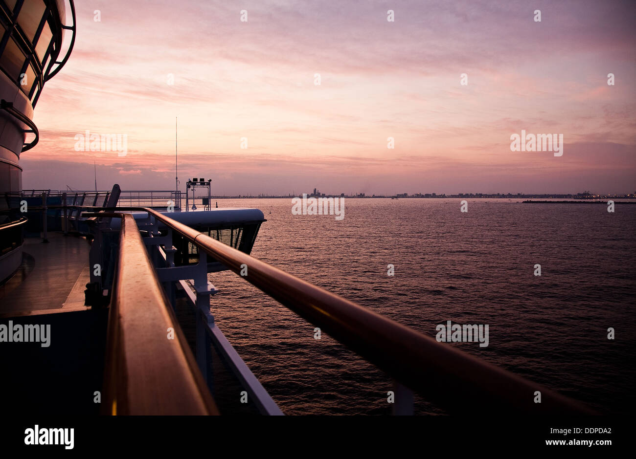 Sunrise in Alexandria, Egypt harbor - October, 2011 Stock Photo