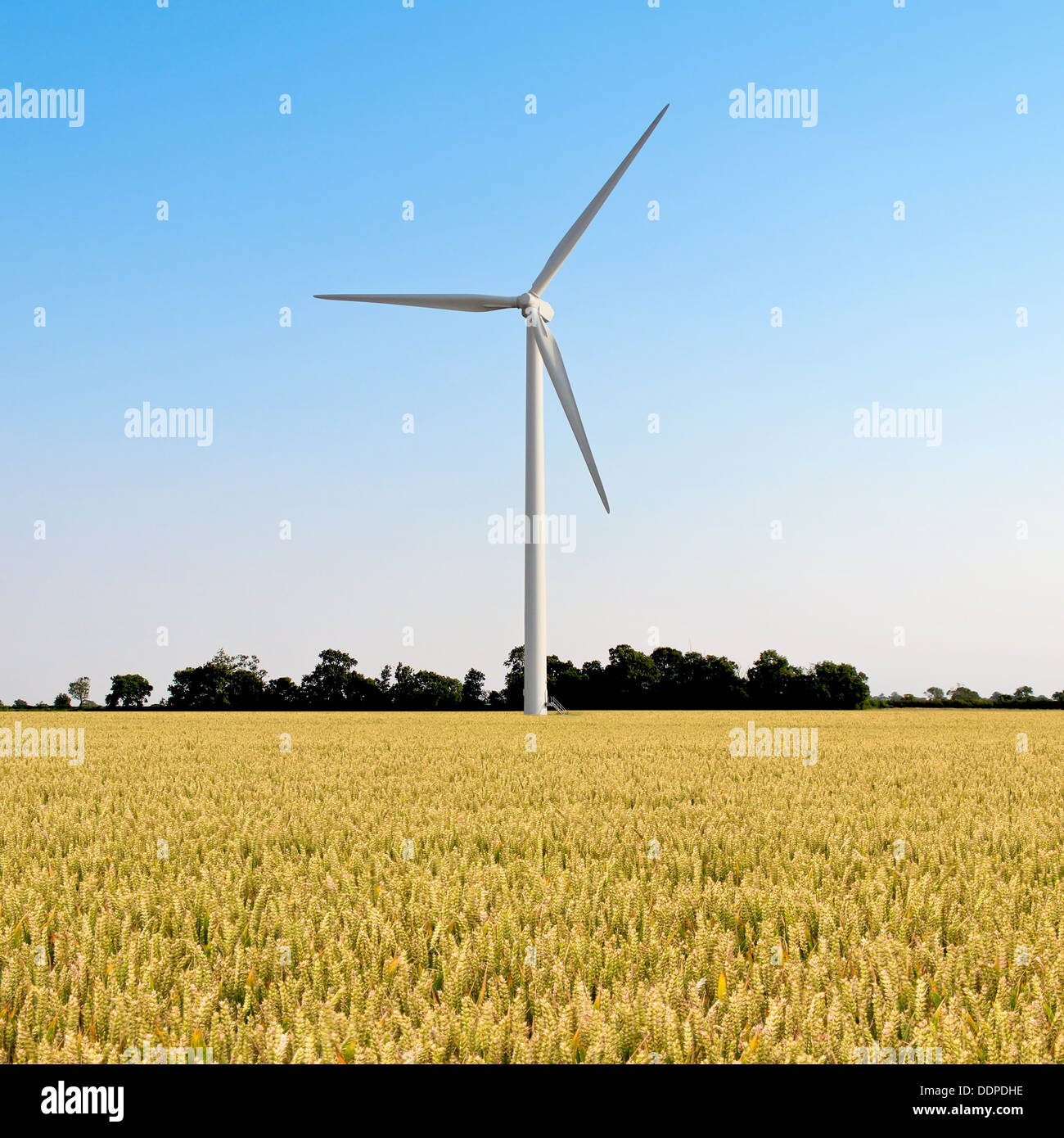 A Wind Turbine with Blue Sky and Countryside Stock Photo - Alamy