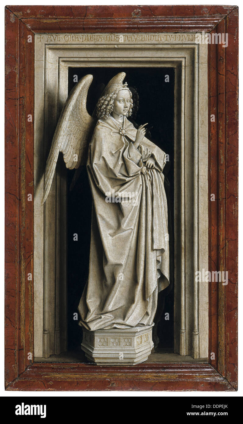 The Annunciation (Diptych, left panel), 1434-1435. Artist: Eyck, Jan van (1390-1441) Stock Photo