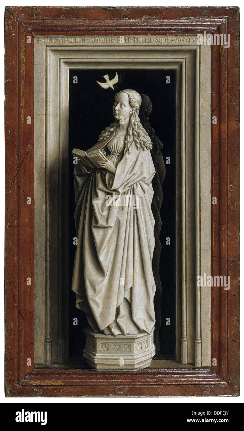 The Annunciation (Diptych, right panel), 1434-1435. Artist: Eyck, Jan van (1390-1441) Stock Photo