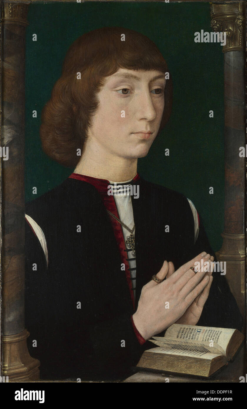 A Young Man at Prayer, 1470s. Artist: Memling, Hans (1433/40-1494) Stock Photo