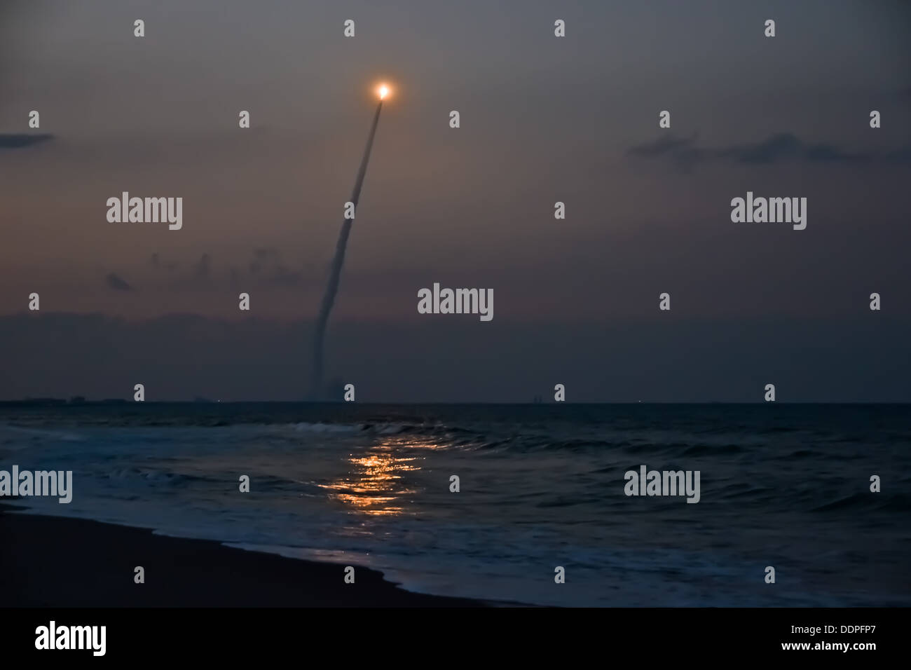 Delta IV rocket launch at dusk, taken from the beach in Cocoa Beach, Florida Stock Photo Alamy
