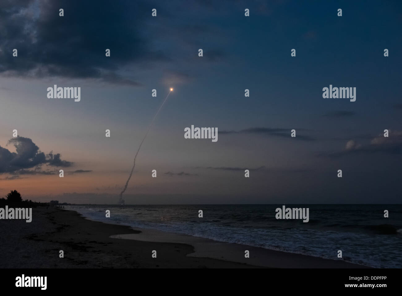 Delta IV rocket launch at dusk, taken from the beach in Cocoa Beach, Florida Stock Photo Alamy