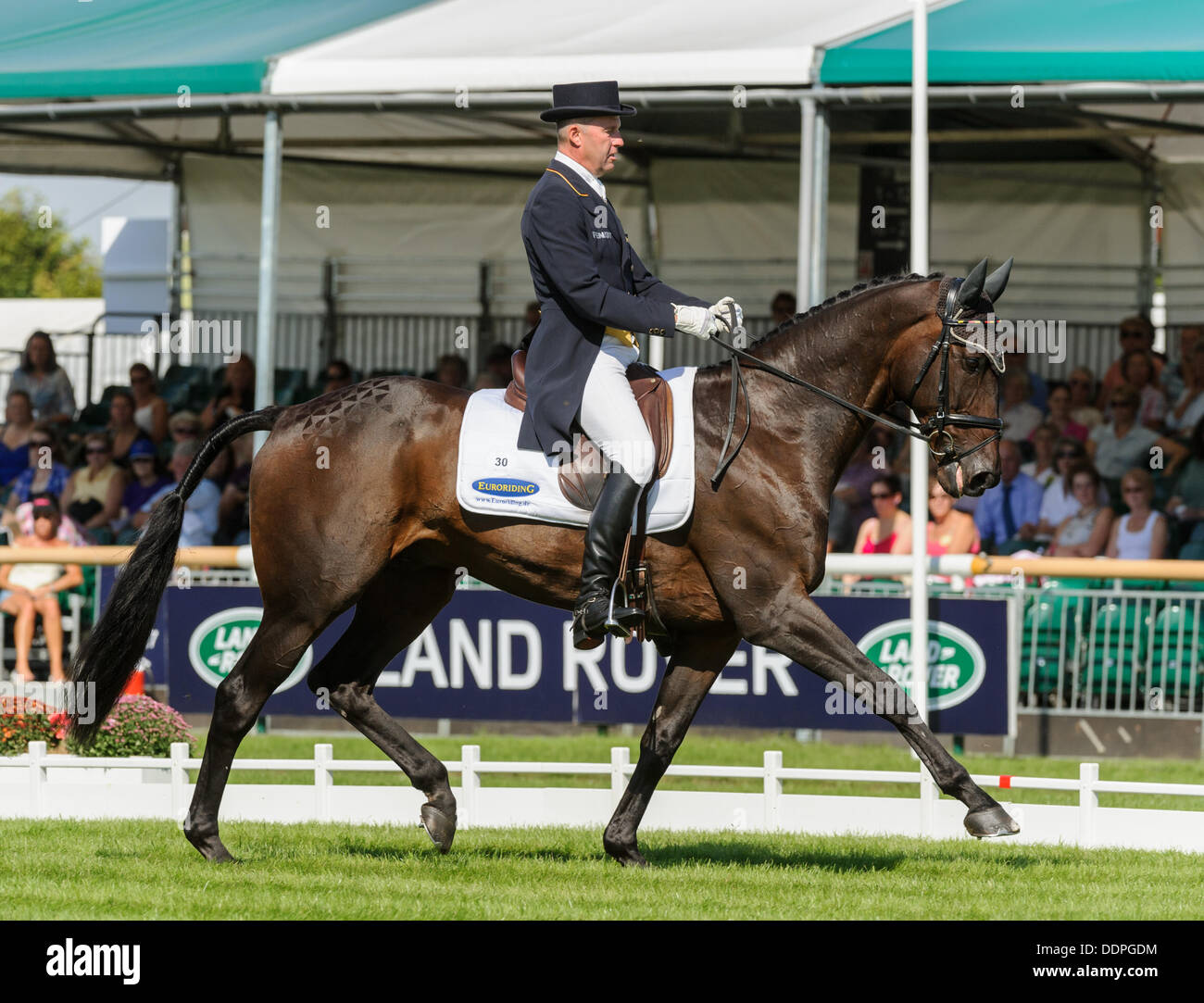 Burghley House, Stamford, UK. 5th September 2013. Andreas Dibowski and FRH BUTTS LEON - The Dressage phase,  Land Rover Burghley Horse Trials, 5th September 2013. Credit:  Nico Morgan/Alamy Live News Stock Photo