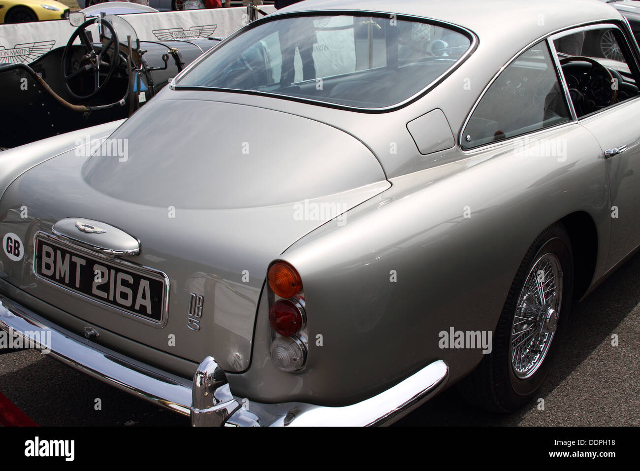 James Bond's Aston Martin DB5 at Silverstone July 2013 Stock Photo