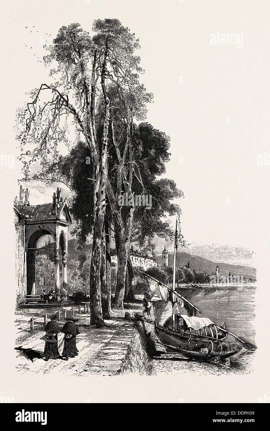 Luino, Lago Maggiore, the Italian lakes, Italy, 19th century engraving Stock Photo