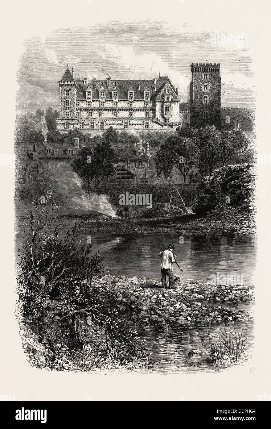 THE CHATEAU OF PAU, THE PYRENEES, FRANCE, 19th century engraving Stock ...