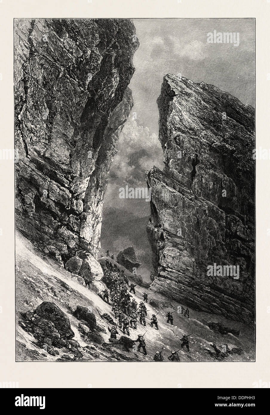 THE BRECHE DE ROLAND, THE PYRENEES, FRANCE, 19th century engraving ...