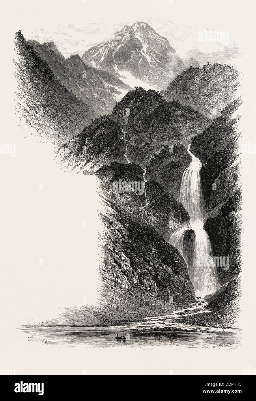 The Cascade d'Oo, THE PYRENEES, FRANCE, 19th century engraving Stock ...