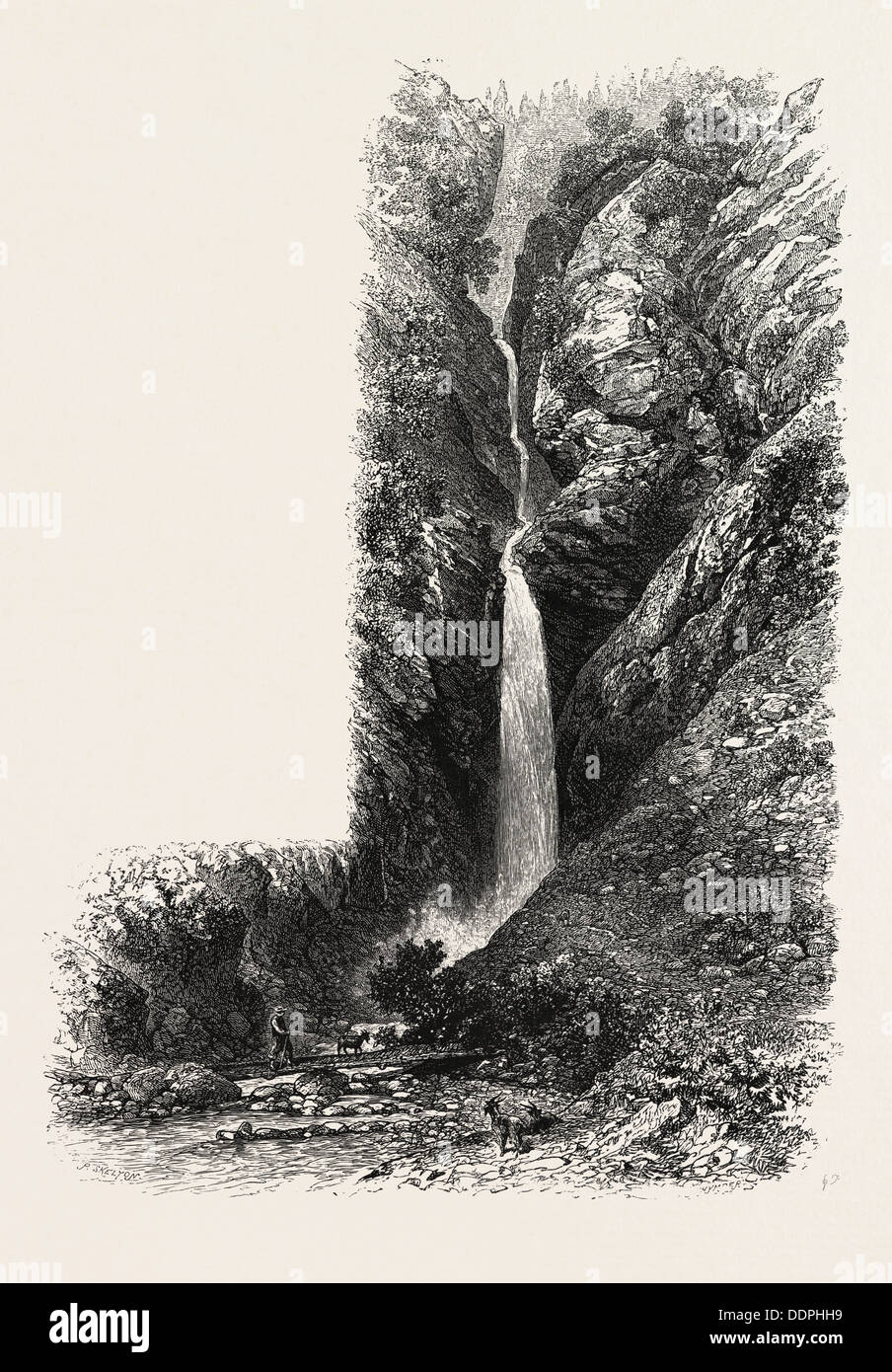 Cascade d'Enfer, THE PYRENEES, FRANCE, 19th century engraving Stock ...