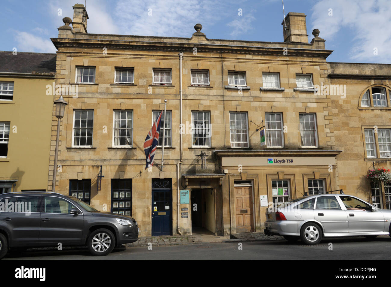 Lloyds TSB Bank, British Legion building Chipping Campden High Street England, town in the English Cotswolds, Rural bank branch Grade II* listed Stock Photo