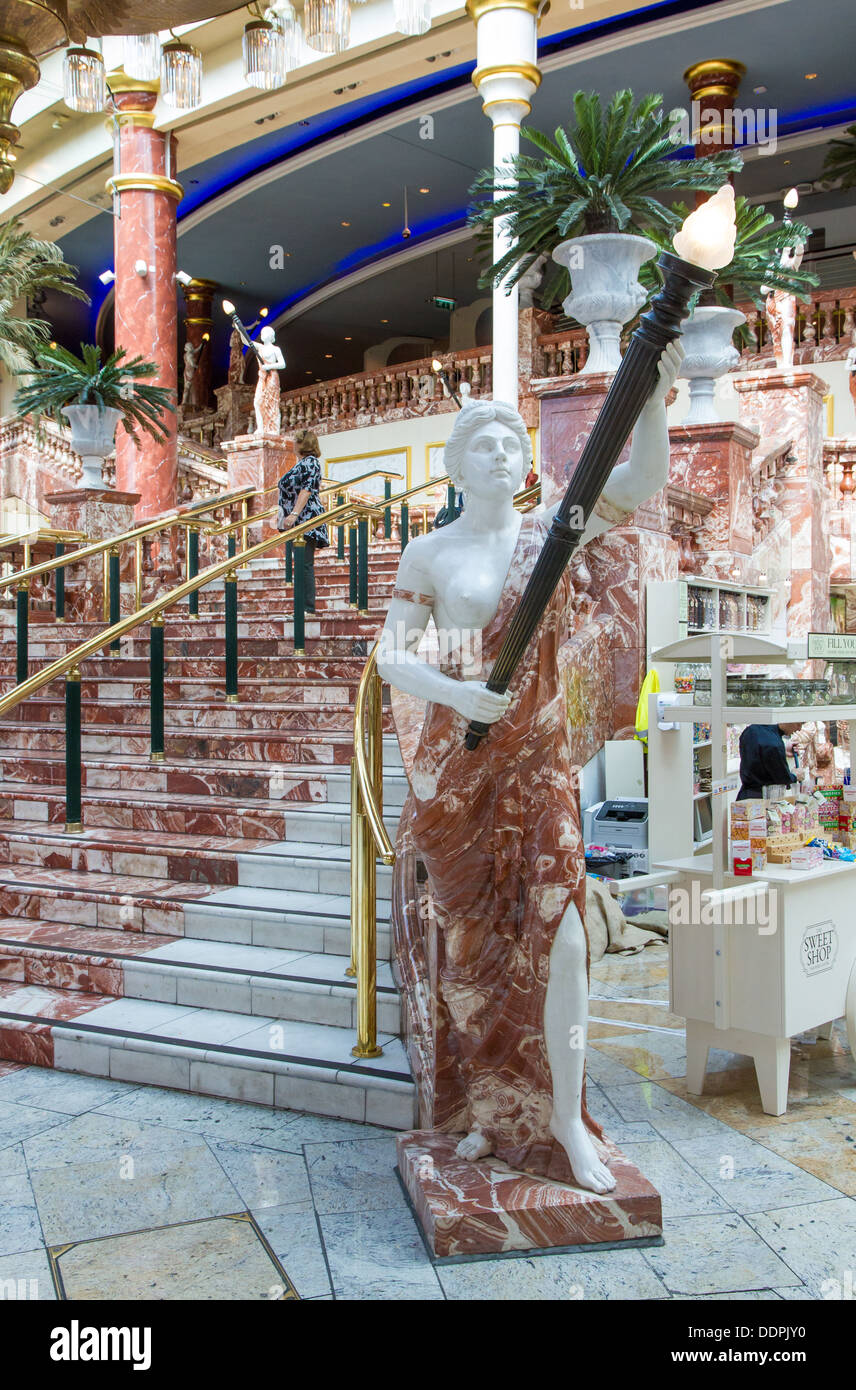 Marble statues on the staircase in The Great Hall, Intu Trafford Centre