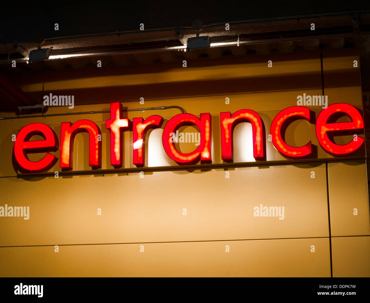Lighted Entrance Sign, Block Letters, USA Stock Photo