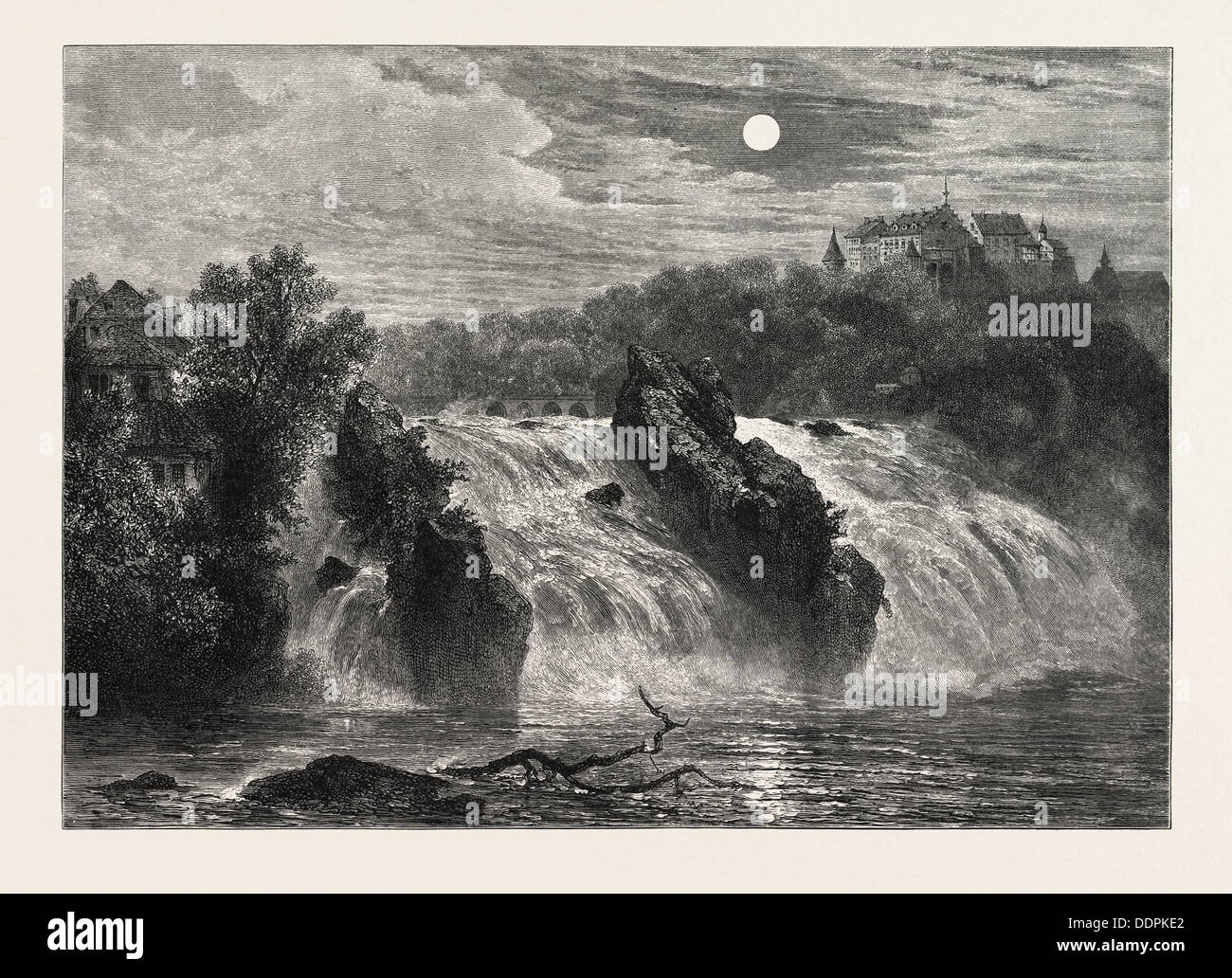 THE FALLS OF THE RHINE, 19th century engraving Stock Photo - Alamy
