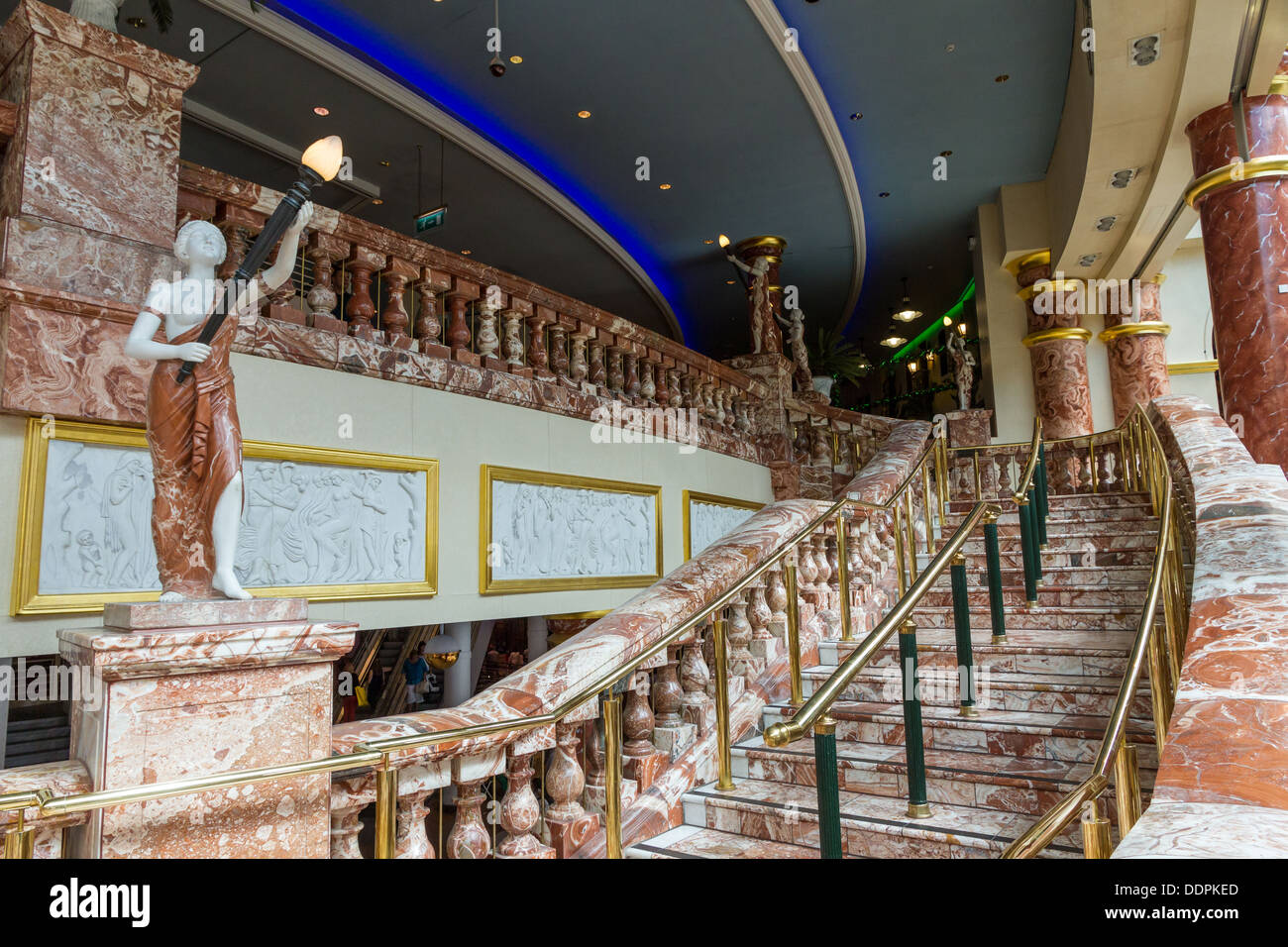 The marble staircase in The Great Hall at Into Trafford Centre, Manchester, England. Stock Photo
