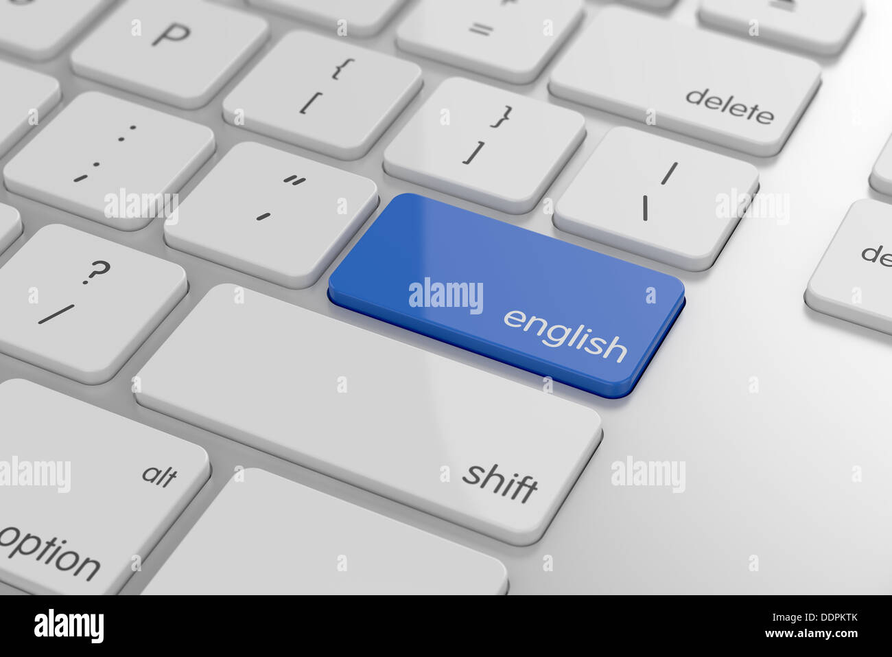 English translation button on keyboard with soft focus Stock Photo