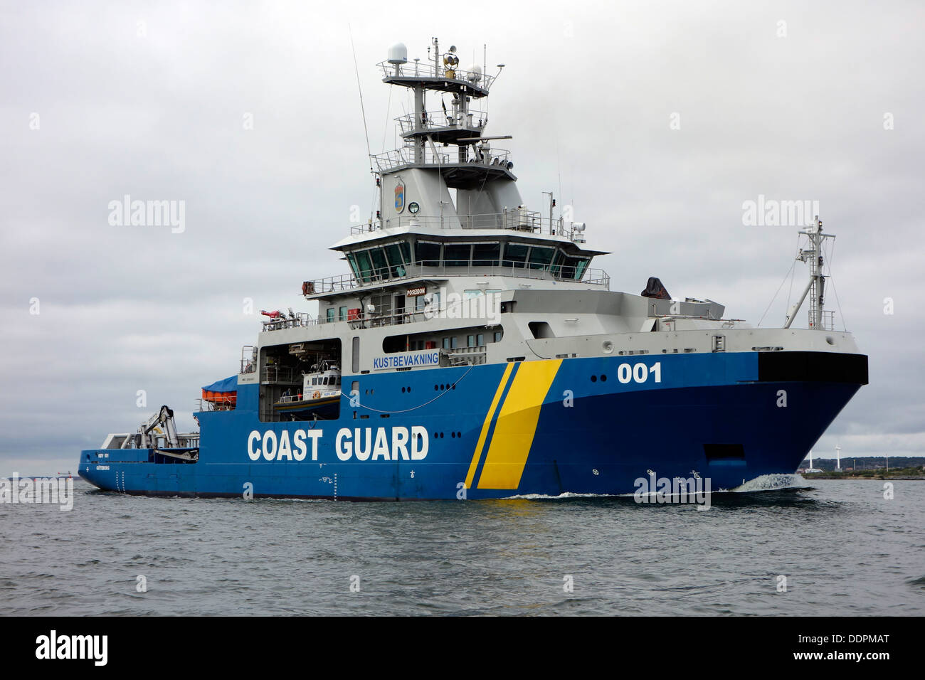 Swedish Coast Guard. Ship Poseidon combines the characteristic of both environmental protection vessel and surveillance craft. Stock Photo