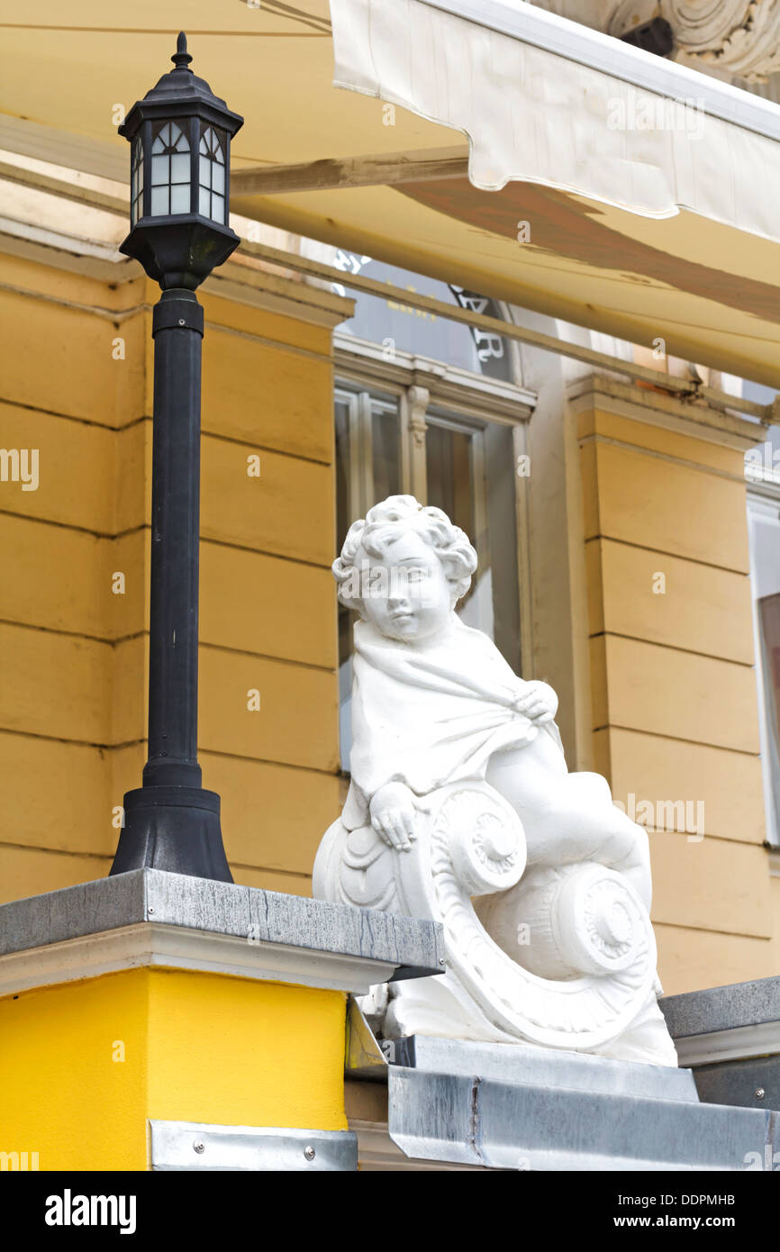 sculpture of a seated boy Karlovy Vary Stock Photo