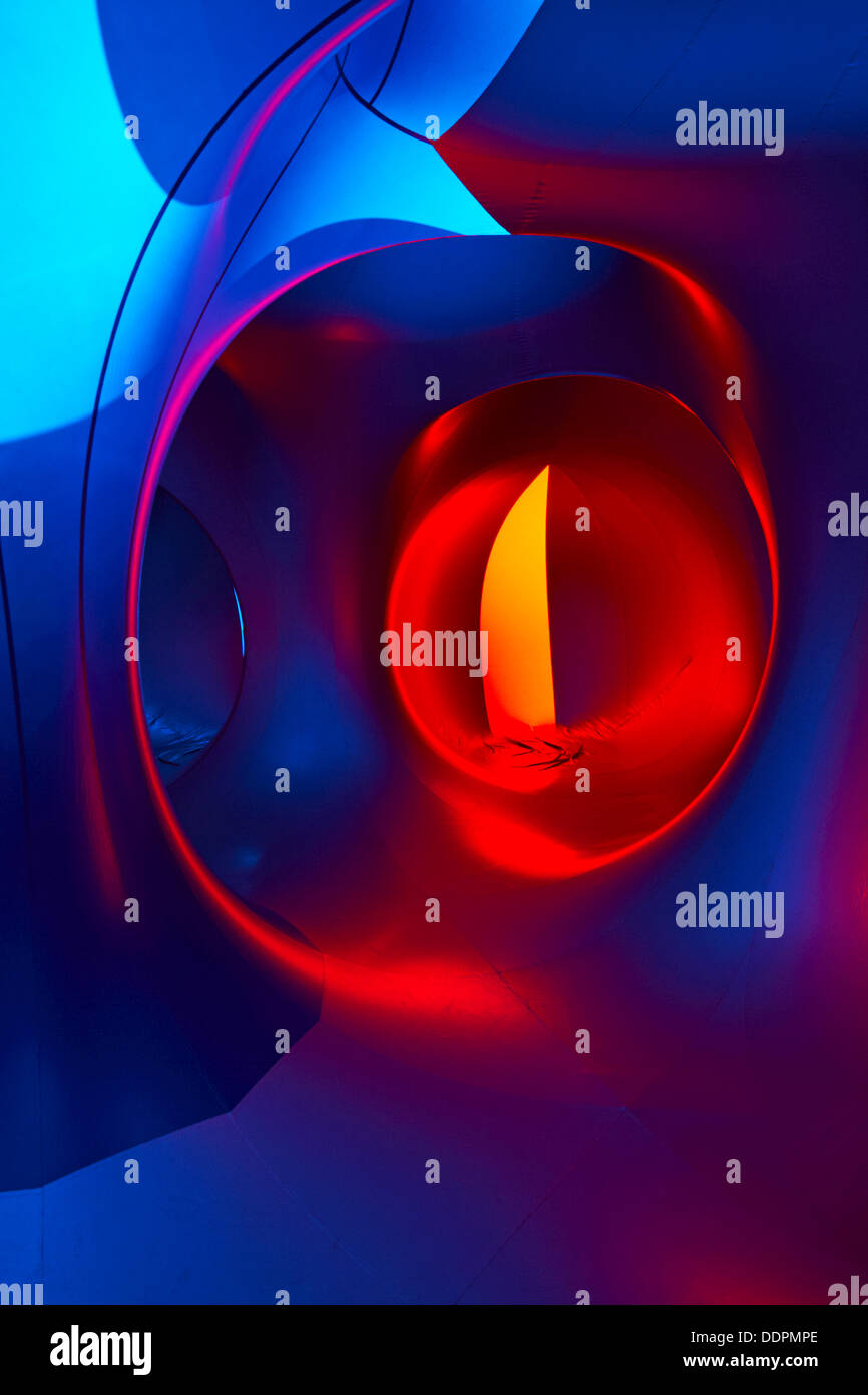 Inside the Amococo Luminarium at Bournemouth, Dorset UK  in September.  - colourful abstract multi-coloured multi colours. Credit:  Carolyn Jenkins/Alamy Live News Stock Photo