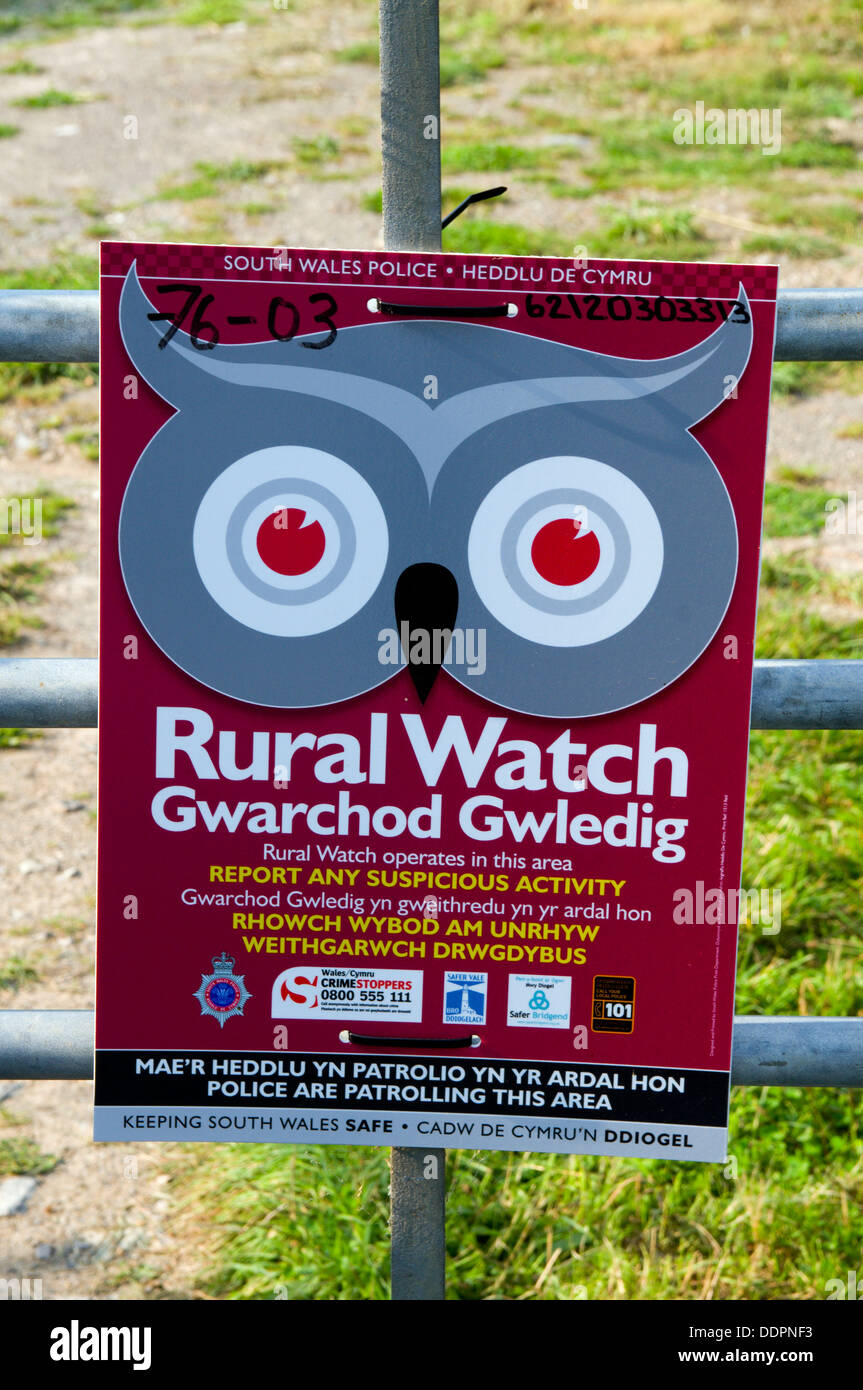 Rural Watch sign, St Donats, Llantwit Major, Vale of Glamorgan, South Wales, UK. Stock Photo