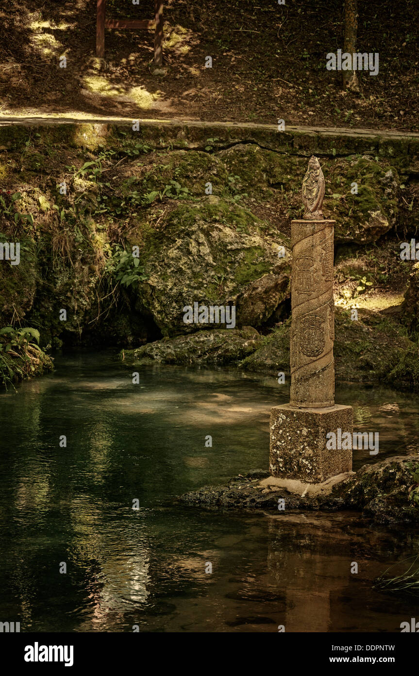 Small waterfall near the source of the Ebro river in Fontibre, Cantabrial,  Spain Stock Photo - Alamy