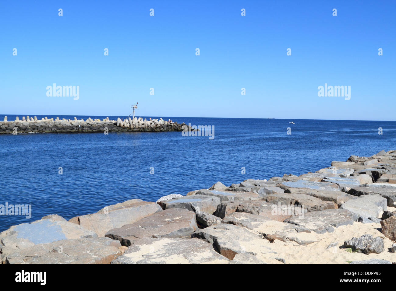 The Manasquan Inlet allowing access to the Atlantic Ocean. Point Pleasant Beach, New Jersey, USA Stock Photo