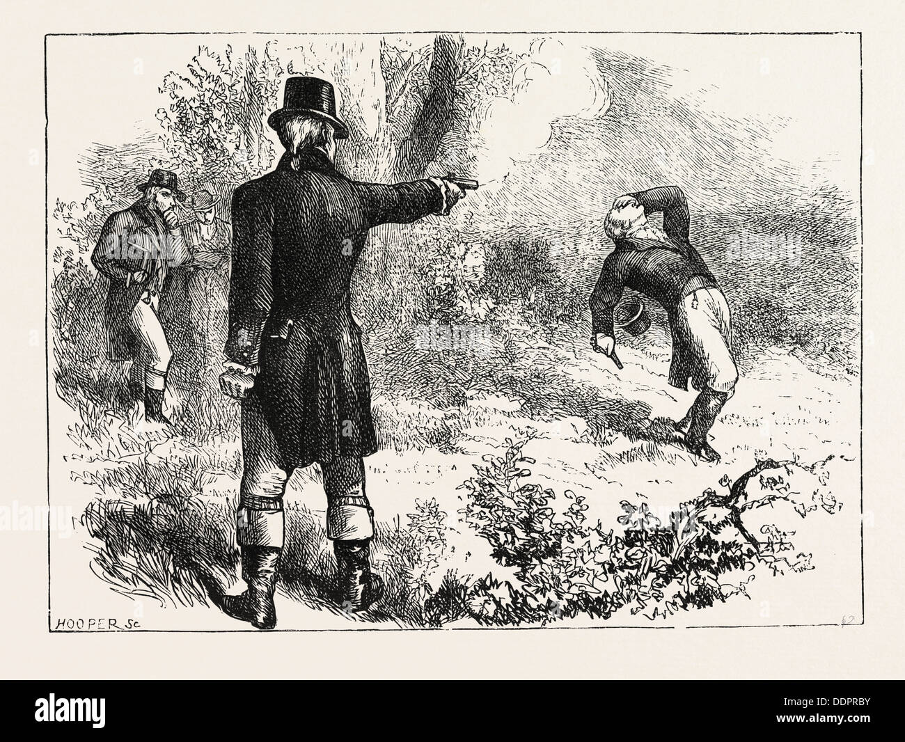 DUEL BETWEEN BURR AND HAMILTON, 1870s engraving Stock Photo