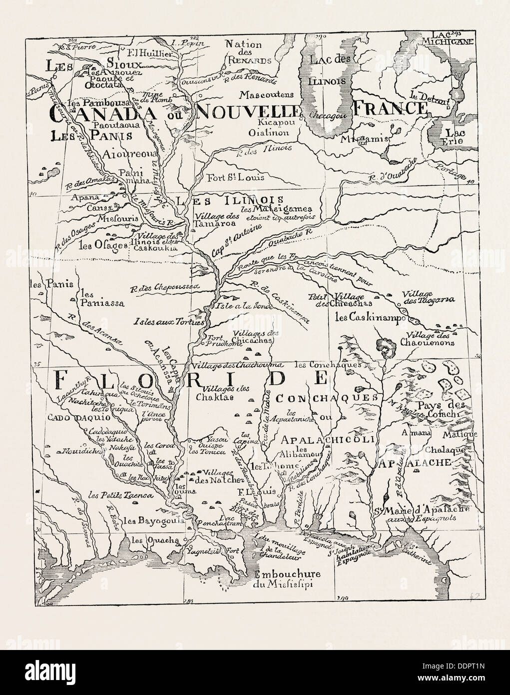 THE COURSE OF THE MISSISSIPPI - The Course Of The Mississippi From The Map Of North America By De DDPT1N 