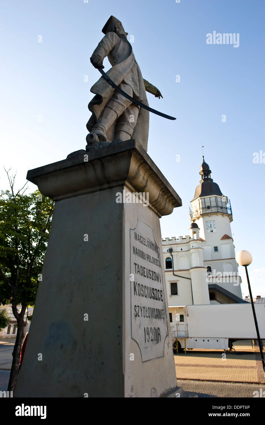 Statue of Tadeusz Kosciuszko on the main square in Szydłowiec, a town in south-central Poland. Stock Photo