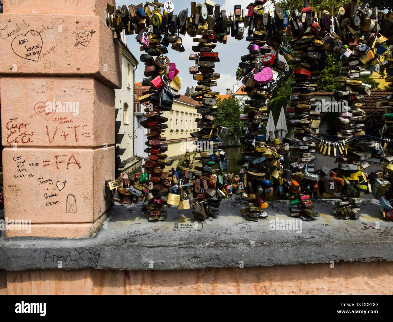 Padlock collection on a footbridge in Prague Stock Photo Alamy