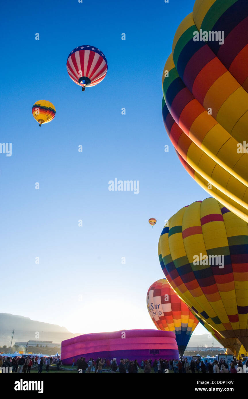 Hot air balloons at Balloon Fiesta in Albuquerque, New Mexico, U.S. Stock Photo
