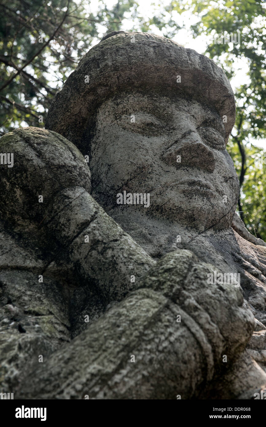 Ming Tombs, Nanjing, China. Statue of a guardian on the Wengzhong Road. Stock Photo