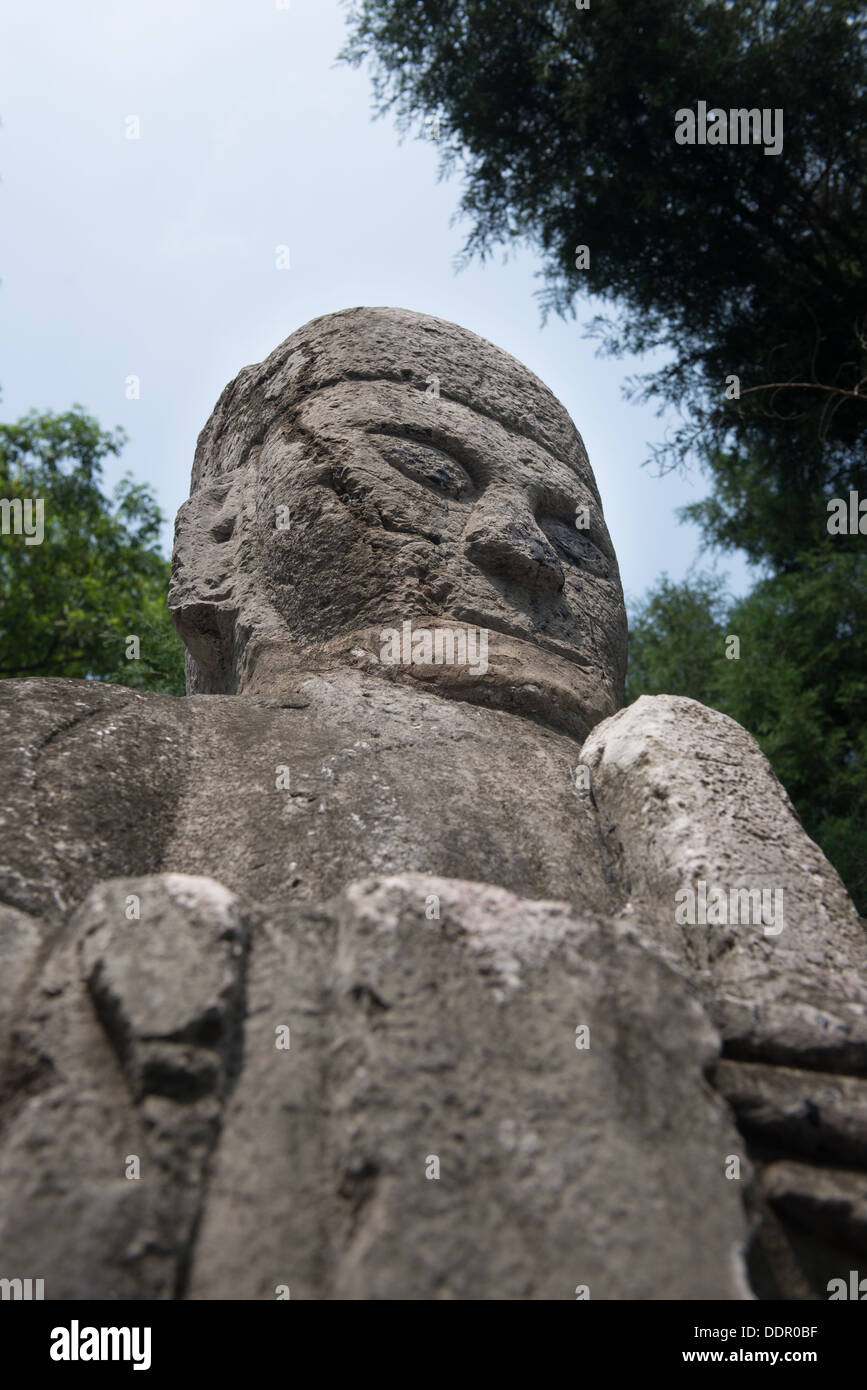 Ming Tombs, Nanjing, China. Statue of a warrior on the Wengzhong Road. Stock Photo