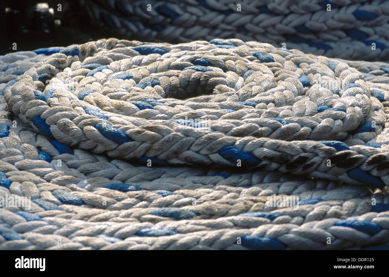 Coiled ropes on a sailing ship. Amsterdam, Holland Stock Photo Alamy