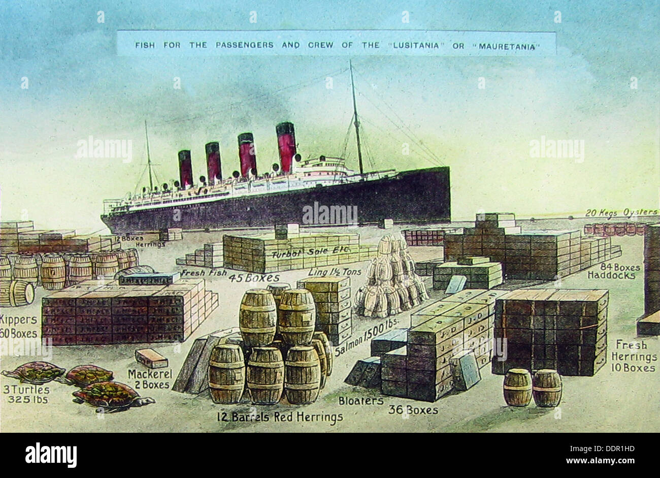 RMS Mauretania and RMS Lusitania early 1900s Stock Photo
