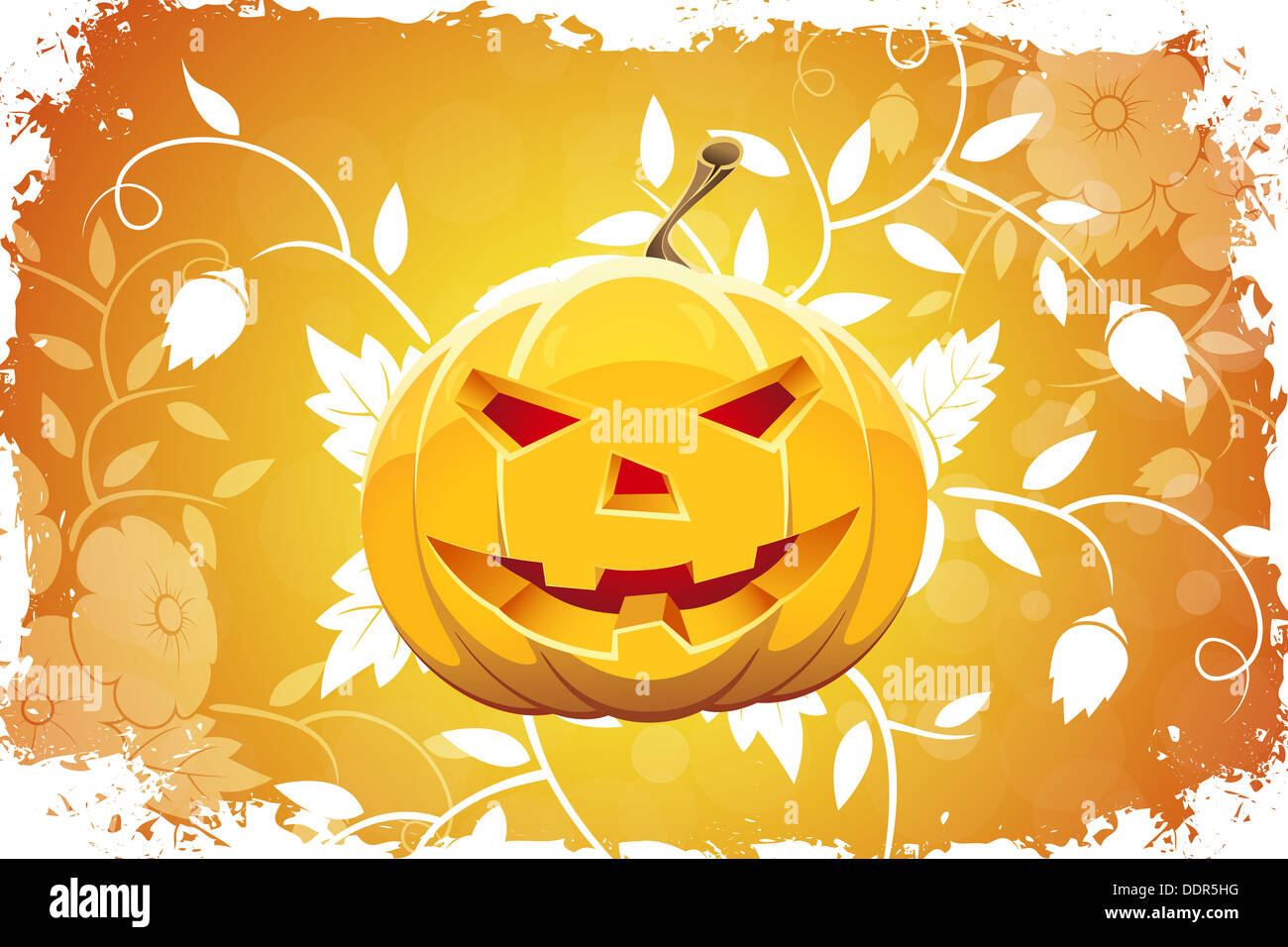 Halloween Background with Flowers and Pumpkin Stock Photo - Alamy