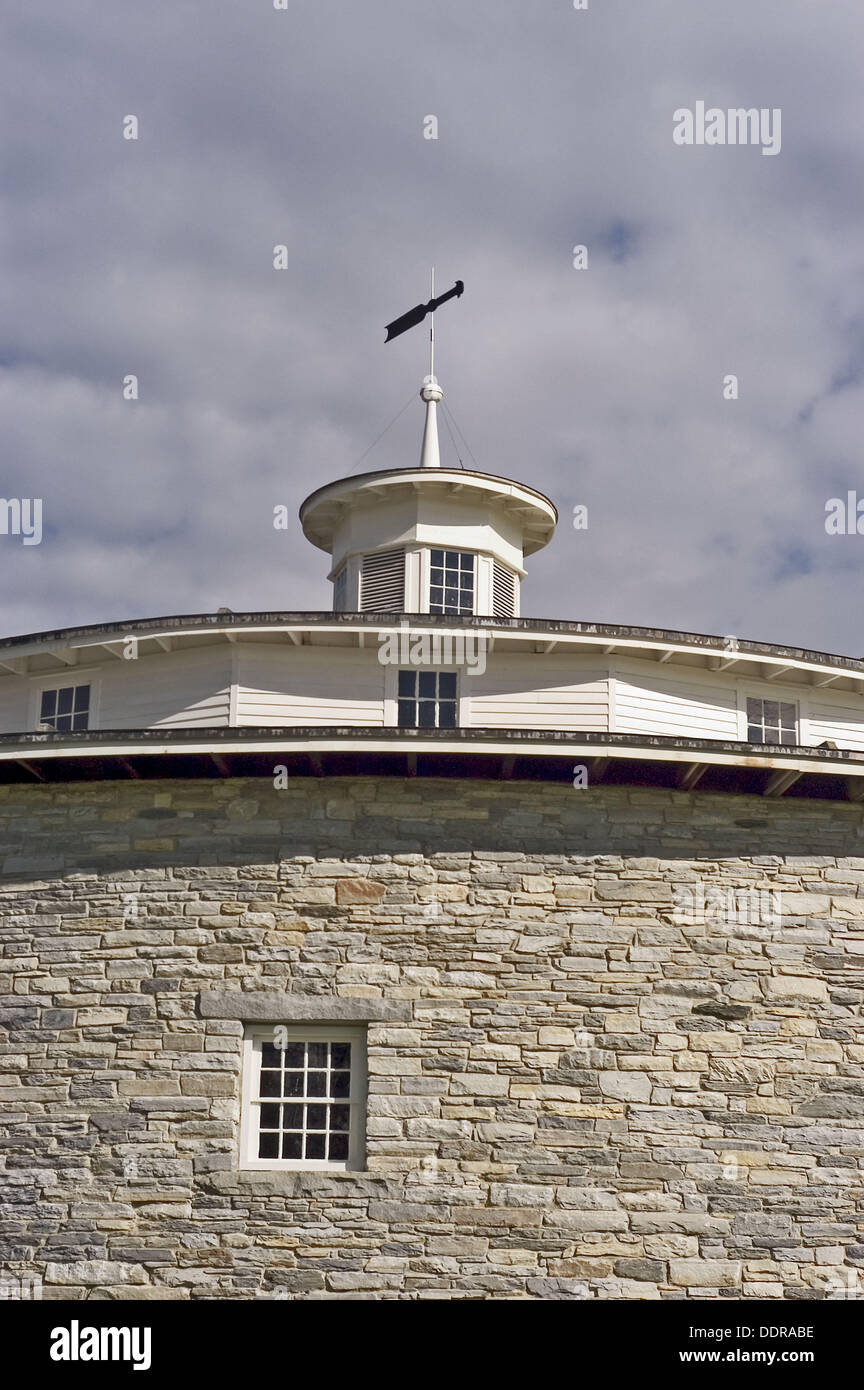 Round stone barn. Hancock Shaker Village. The Berkshires. New York