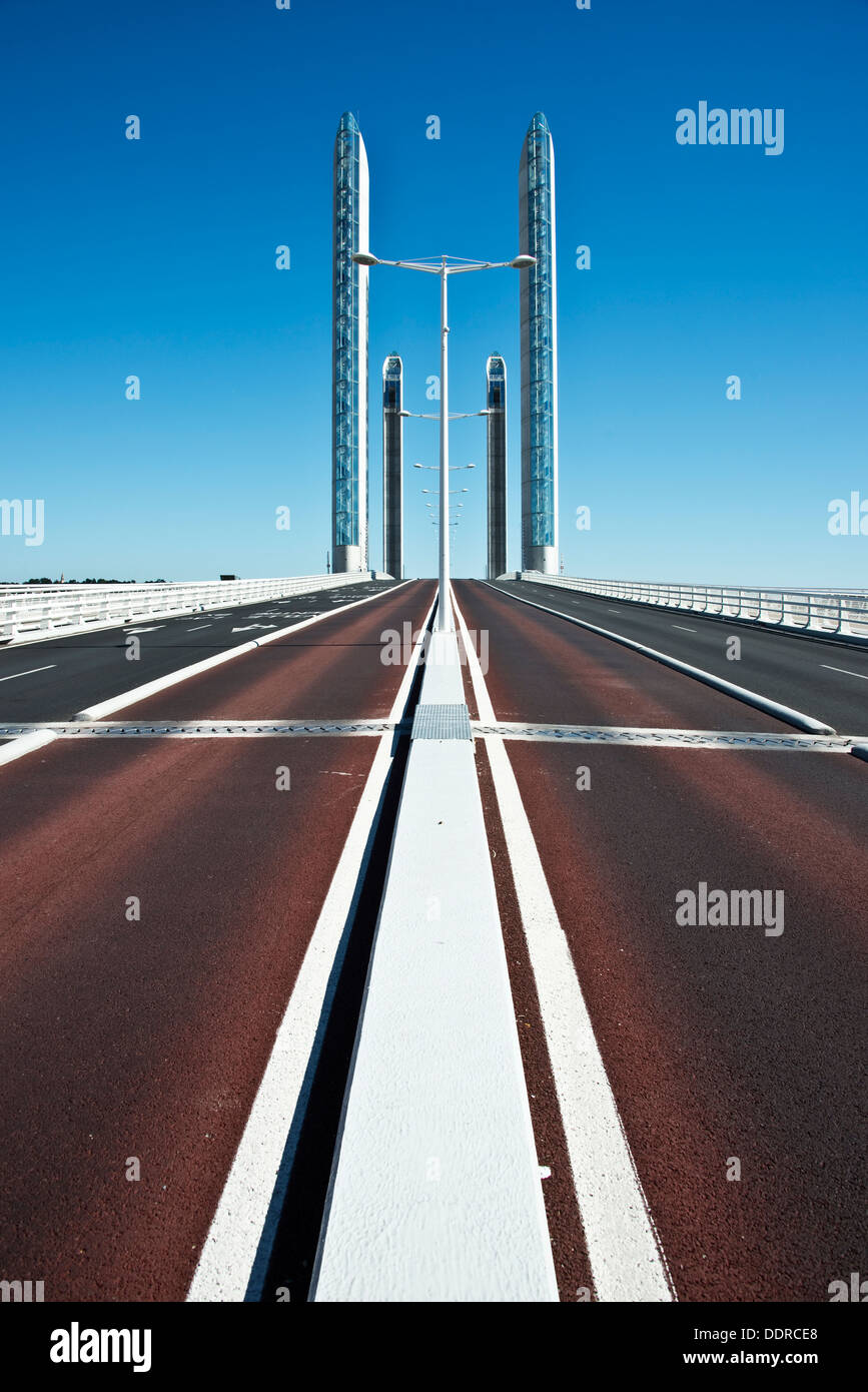 Pont Jacques Chaban-Delmas, new lift bridge over the river Garonne in Bordeaux - France Stock Photo